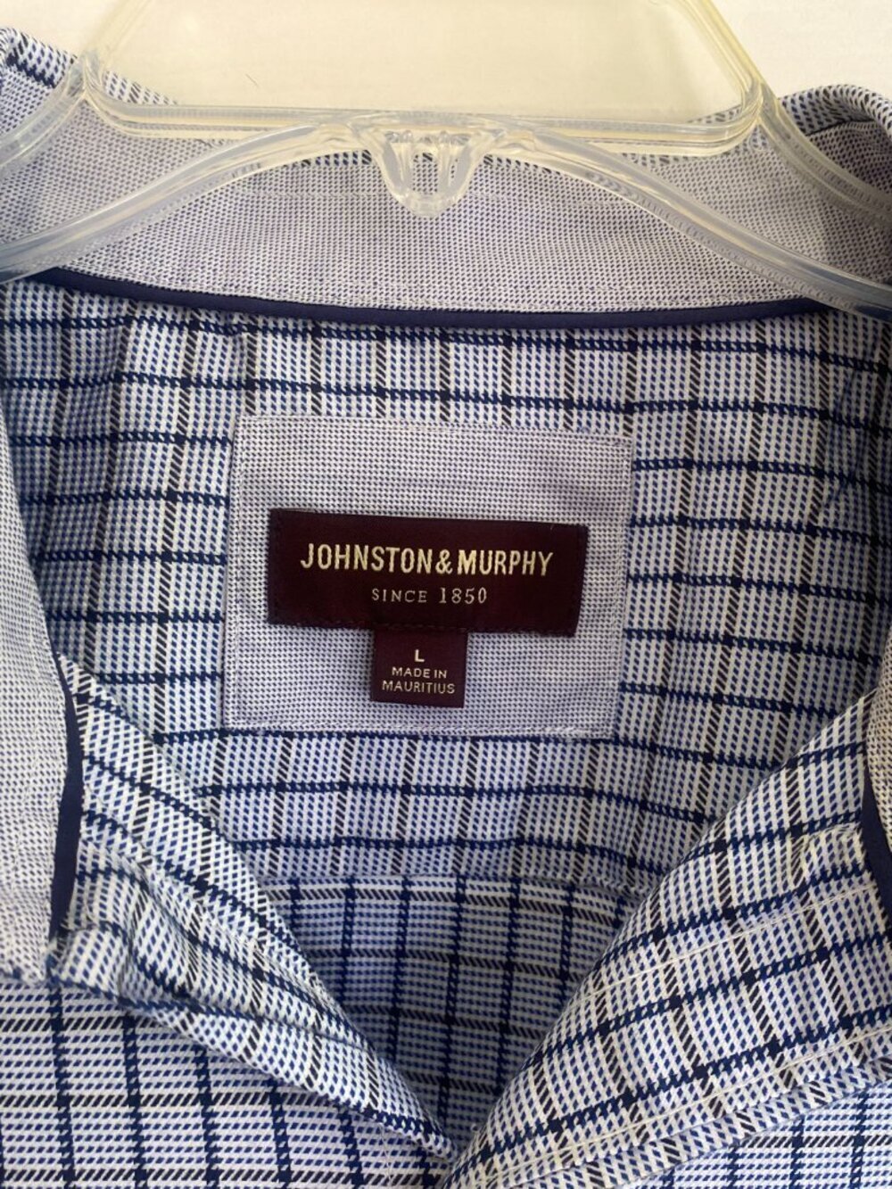 JOHNSTON & MURPHY long sleeve cotton button down navy white black olive, size L